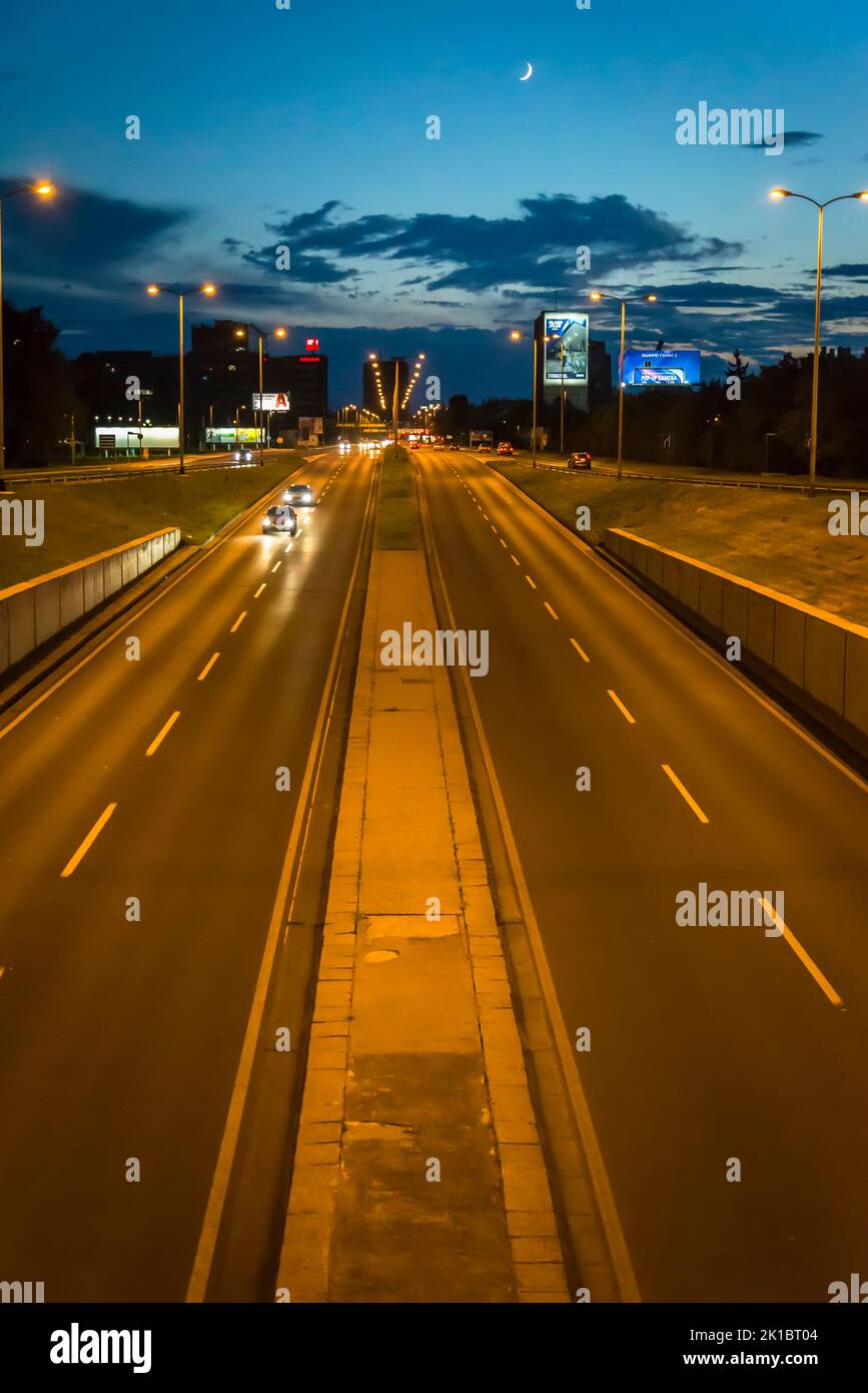 Slavonska avenue, a city bypass, at night, Zagreb, Croatia Stock Photo