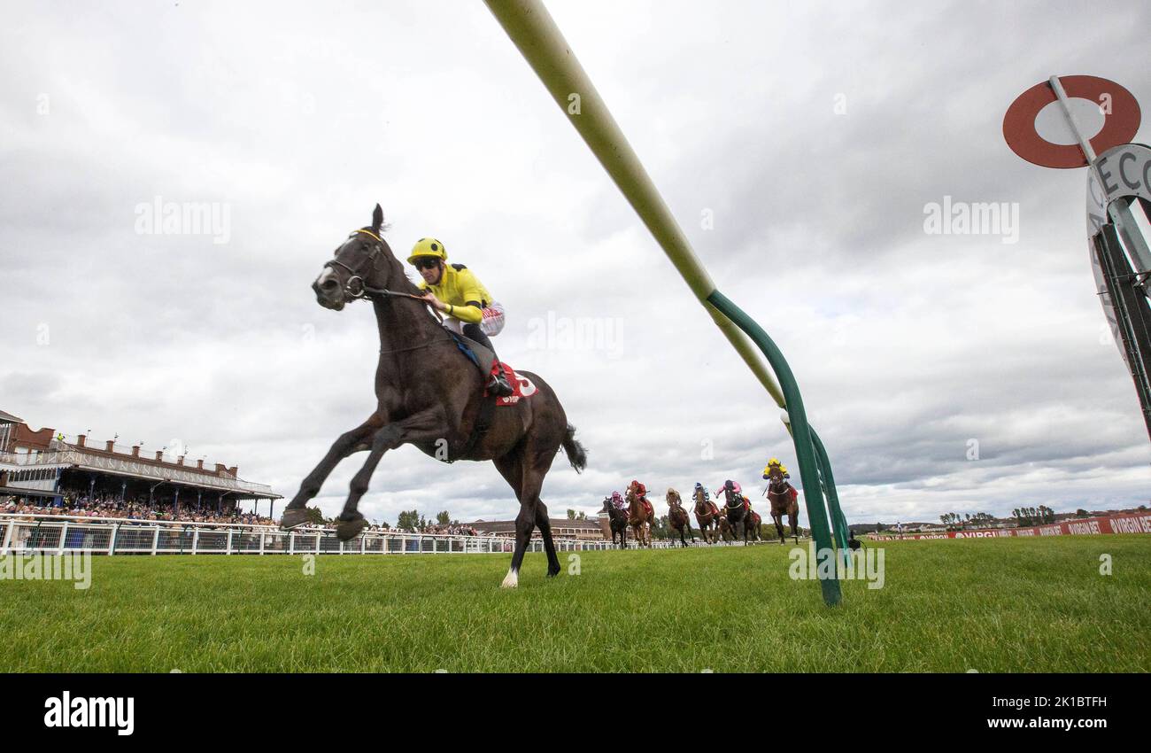 Royal Champion ridden by jockey Jack Mitchell wins the Virgin Bet Doonside Cup Stakes during the Virgin Bet Ayr Gold Cup day at Ayr Racecourse, Ayr. Picture date: Saturday September 17, 2022. Stock Photo