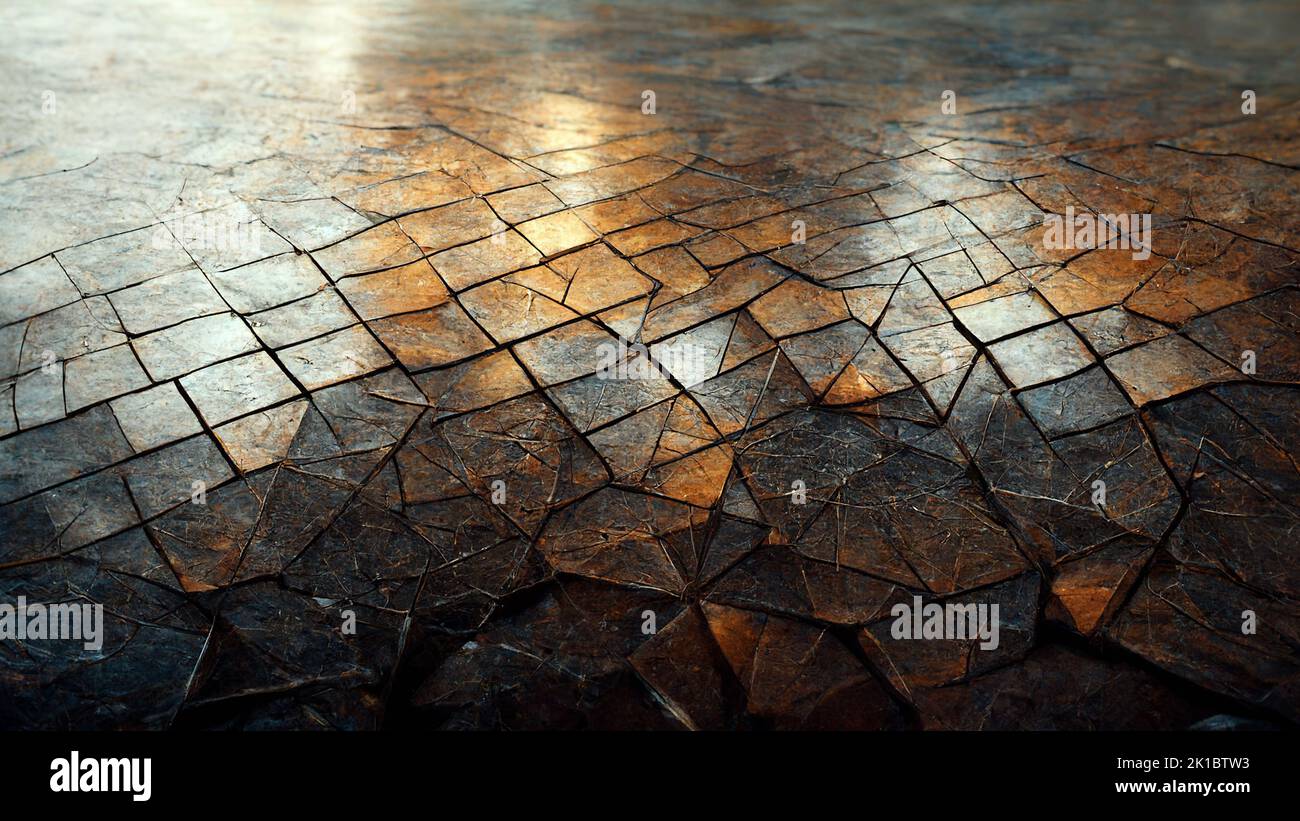 The old cracked pavement floor - Digital Generate Image Stock Photo
