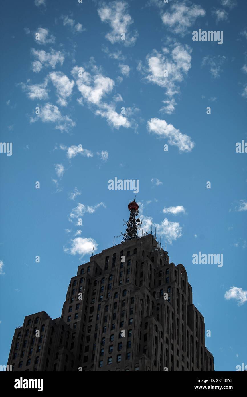 A vertical shot of the Empire State Building in New York City, United