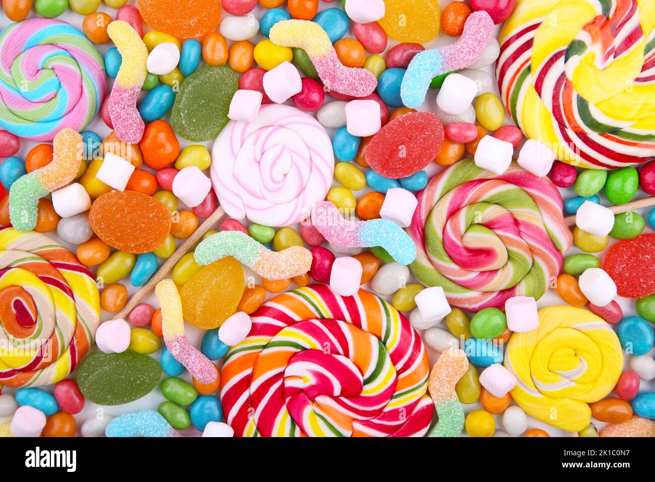 Assorted mix of various candies and jellies. Colorful sweets Stock Photo