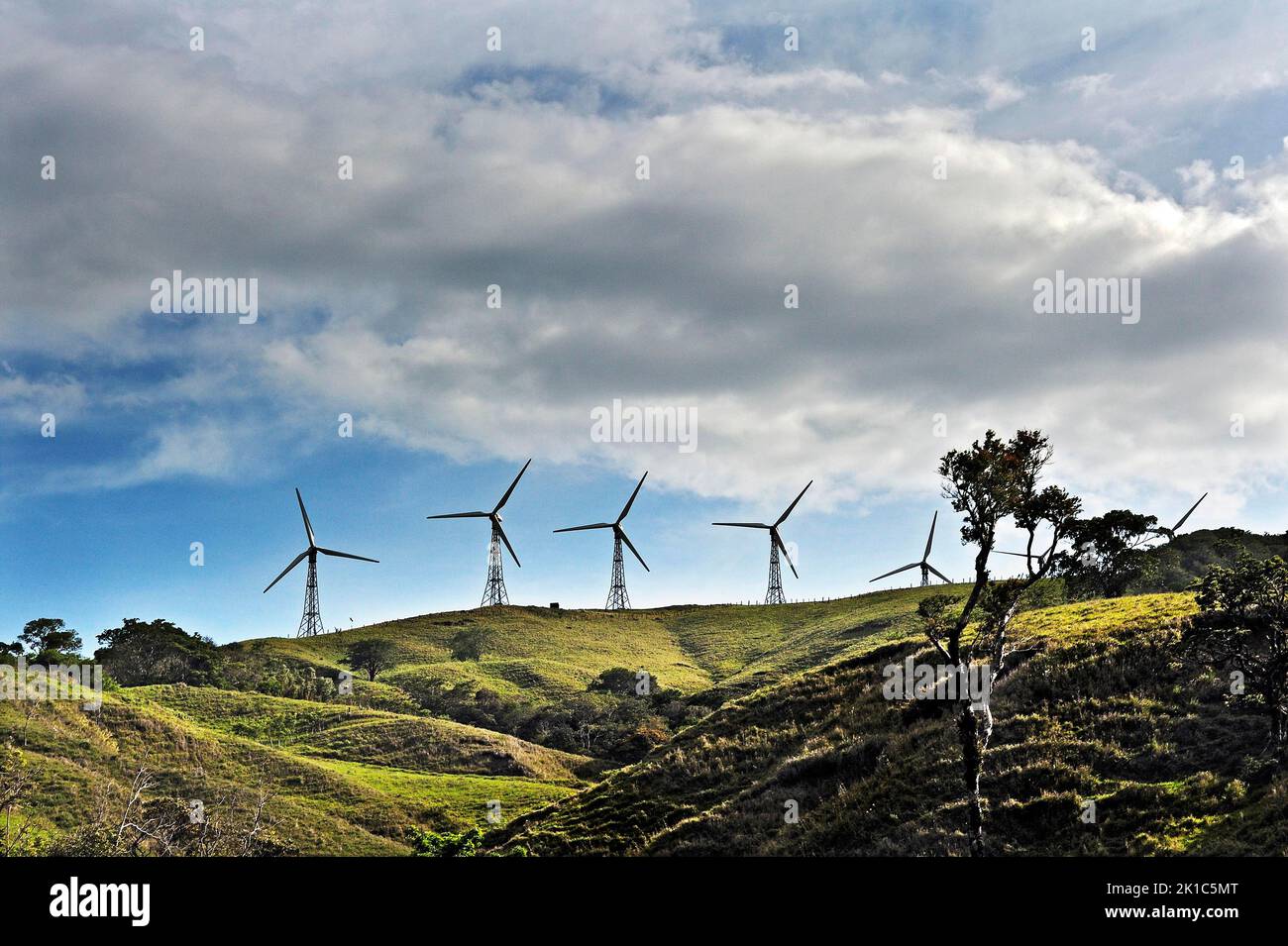 Wind turbines, Alajuela Province, Costa Rica, Central America Stock Photo