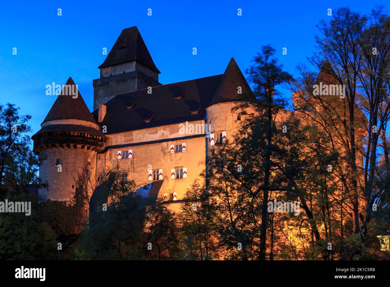 Heidenreichstein Castle at dusk, Heidenreichstein, Waldviertel, Lower Austria, Austria Stock Photo