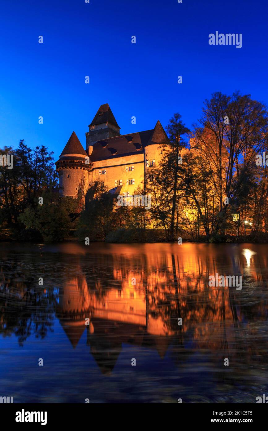 Heidenreichstein Castle at dusk, Heidenreichstein, Waldviertel, Lower Austria, Austria Stock Photo