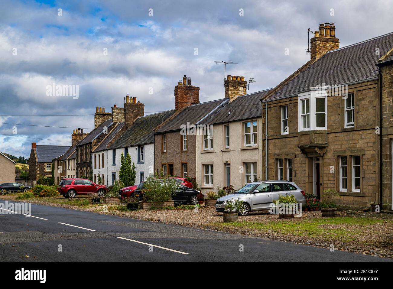 Town Yetholm, Scottish Borders, UK - A small village on the Saint Cumberts Way long-distance footpath Stock Photo