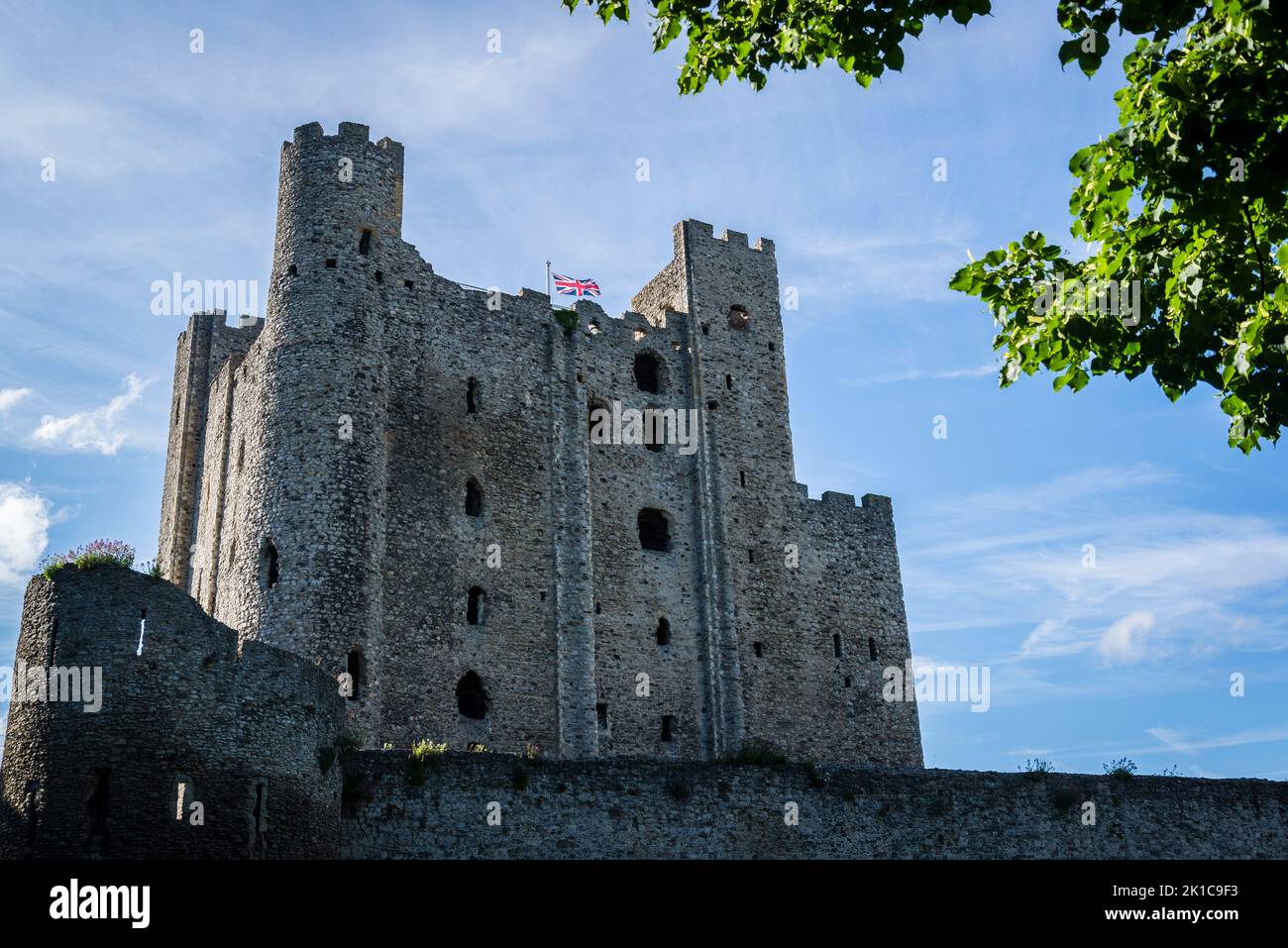 Rochester Castle - the 12th-century keep or stone tower is one of the best preserved in England, Rochester, Kent, England, UK Stock Photo