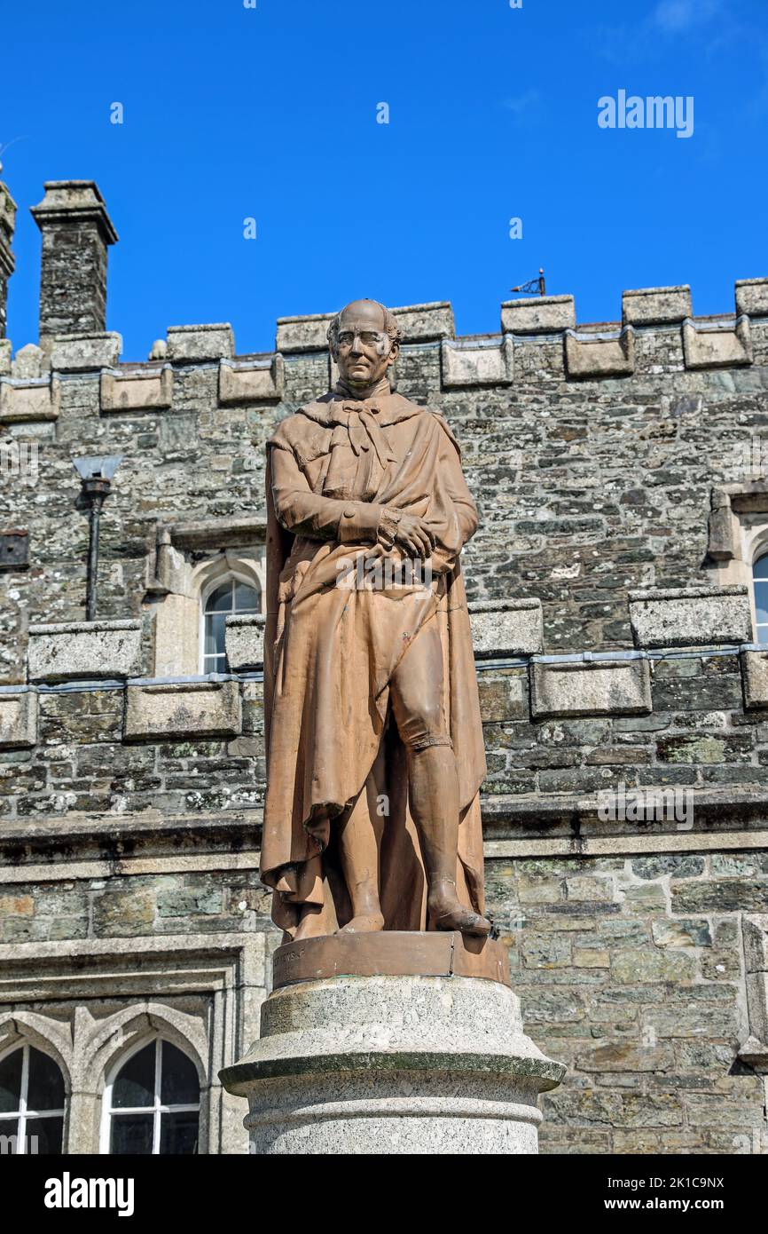 Duke of Bedford statue, by Edward Bowring Stephens,  at Guildhall Square, Tavistock. Portrait format Stock Photo