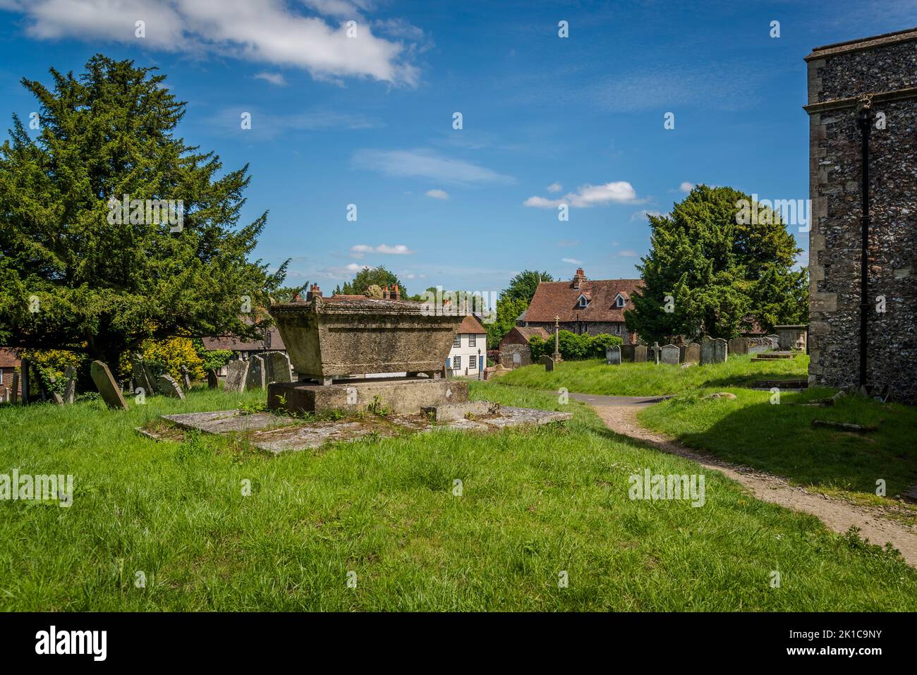 Churchyard of St Mary Magdalene parish church built in 13th century ...