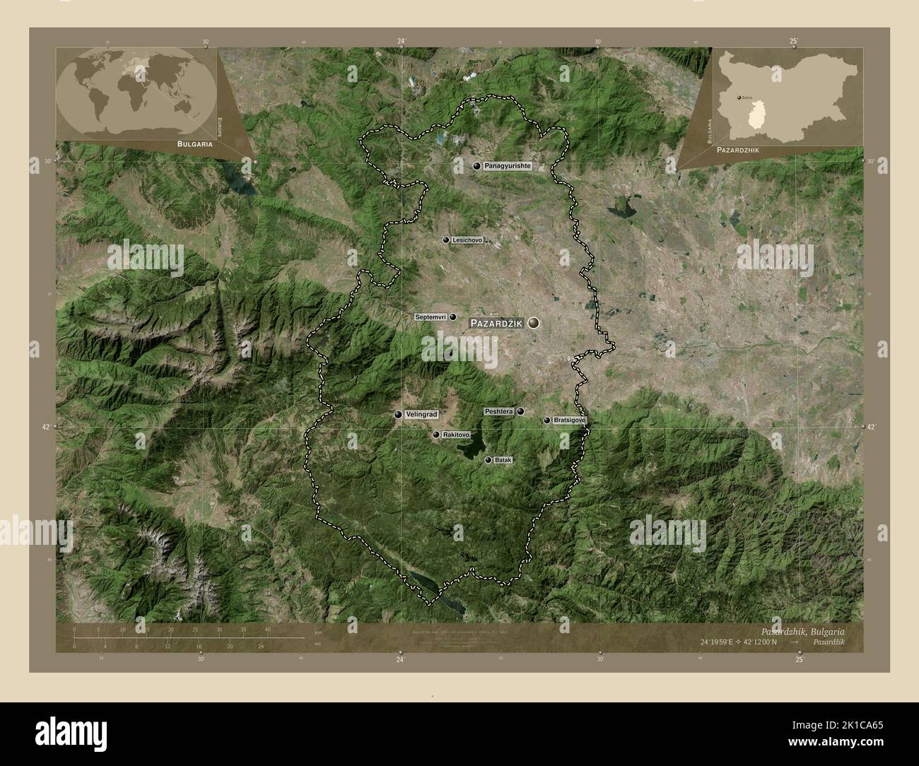 Pazardzhik, province of Bulgaria. High resolution satellite map ...