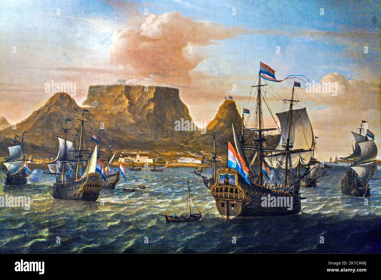 Old Oil Painting of Cape Town, Castle of Good Hope, Cape Town, South Africa, Western Cape Stock Photo