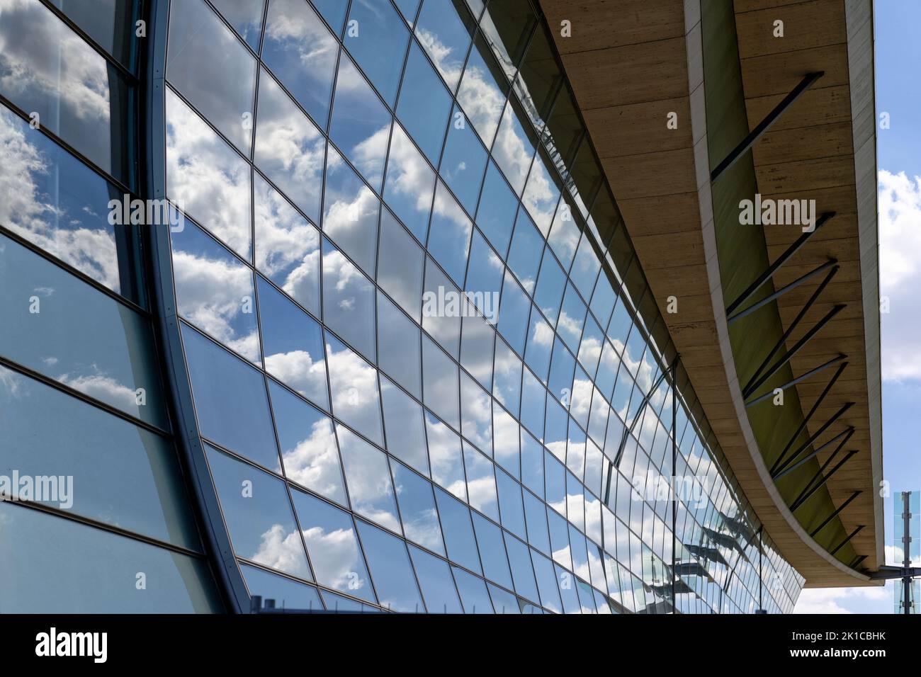 Glass facade of the former German pavilion (Expo 2000) - reflections Stock Photo