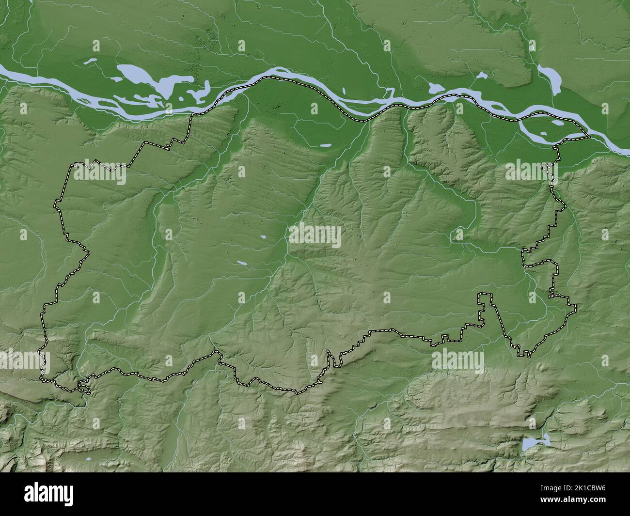 Pleven, province of Bulgaria. Elevation map colored in wiki style with