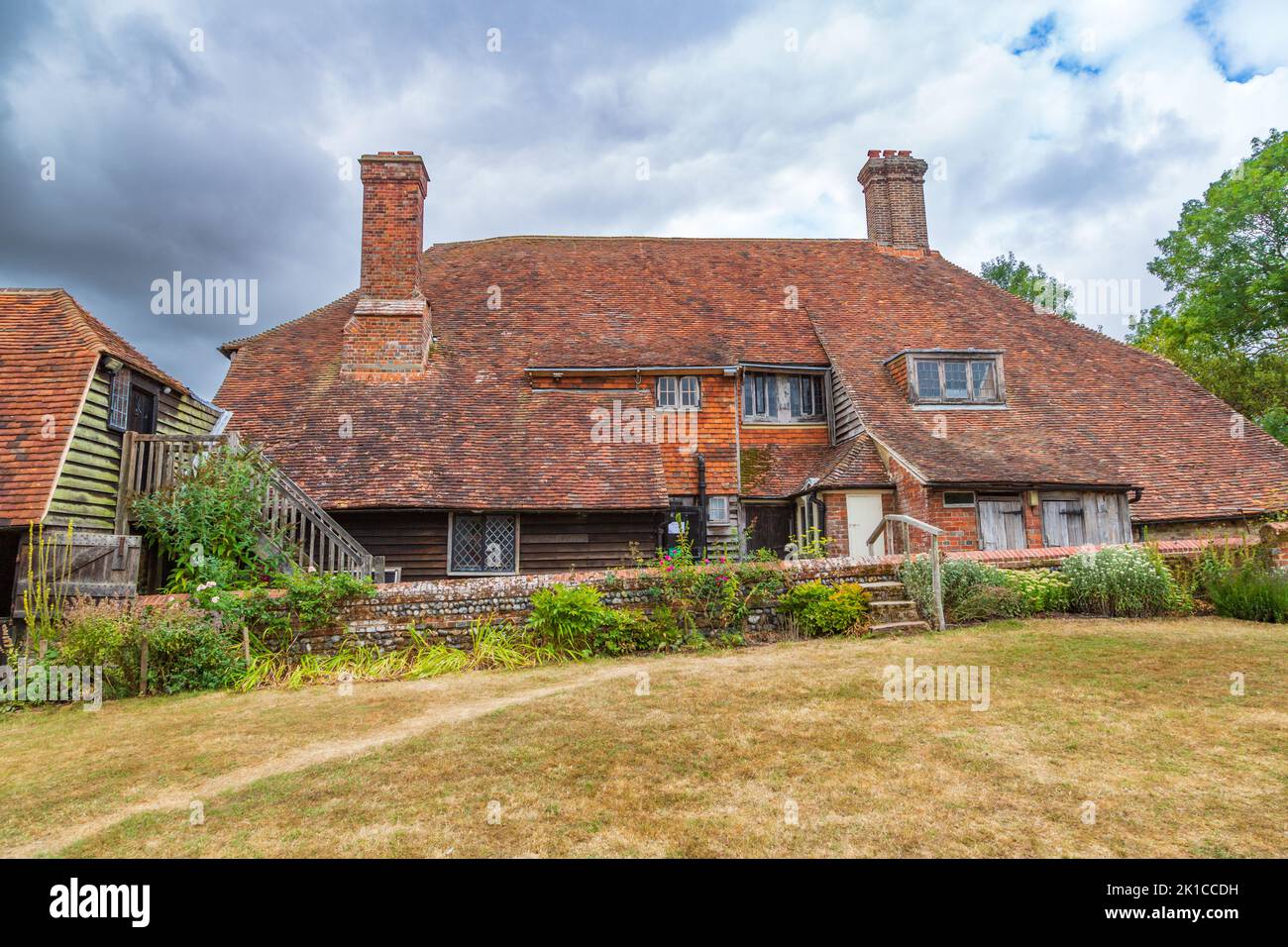 Rear view of Smallhythe Place in Kent. Home to the celebrated Ellen Terry was an A list celebrity of the Victorian age. Stock Photo