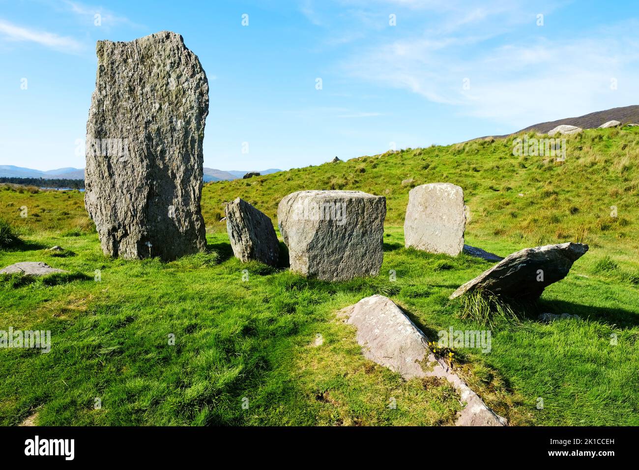 Uragh Stone Circle, Gleninchaquin Park, County Kerry, Ireland - John Gollop Stock Photo