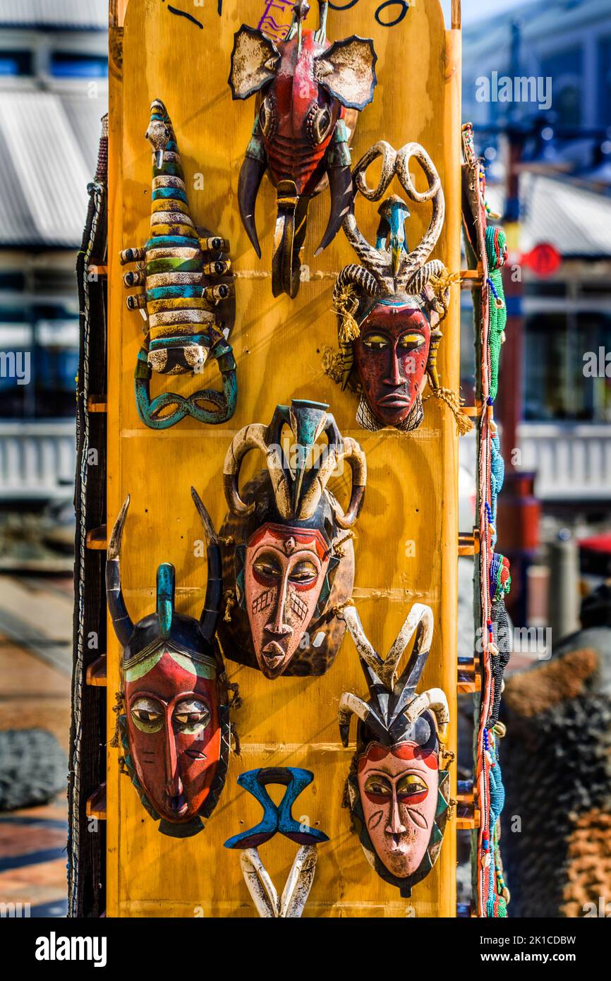 Wooden masks from the Ivory Coast, from Greenmarket Square, probably