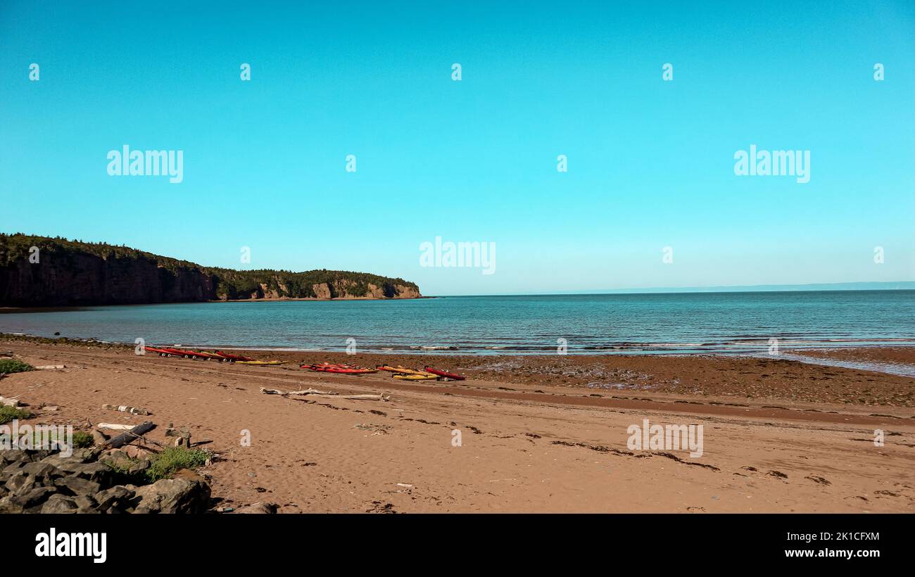 a beautiful view of Advocate Bay beach in Nova Scotia, Canada Stock Photo