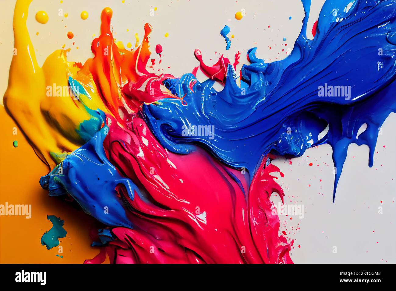 Abstract color splash. AI generated computer graphics. 3D rendering. Stock Photo