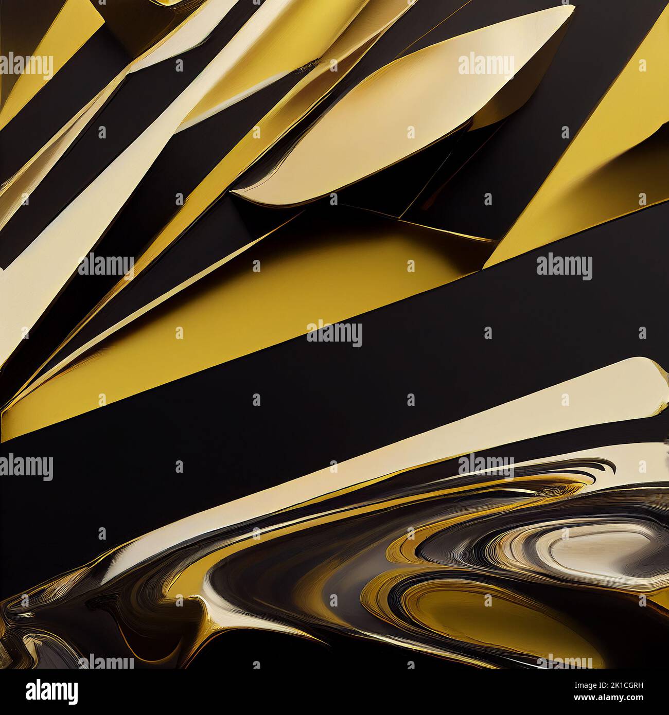 Black and gold design background. AI generated computer graphics. 3D rendering. Stock Photo