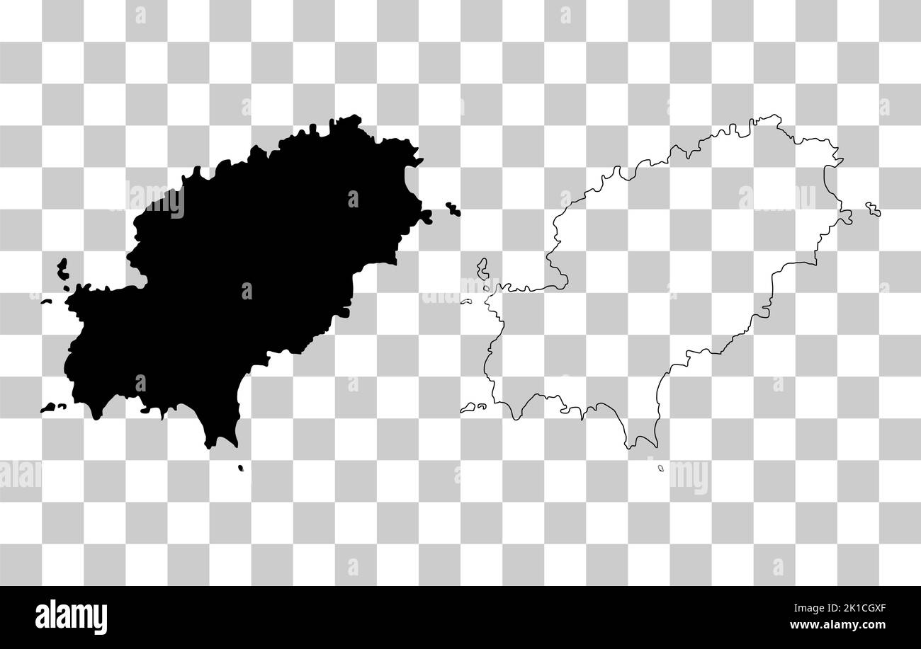 Set of Ibiza high detail map island, spanish region flat sign, web design vector illustration . Stock Vector