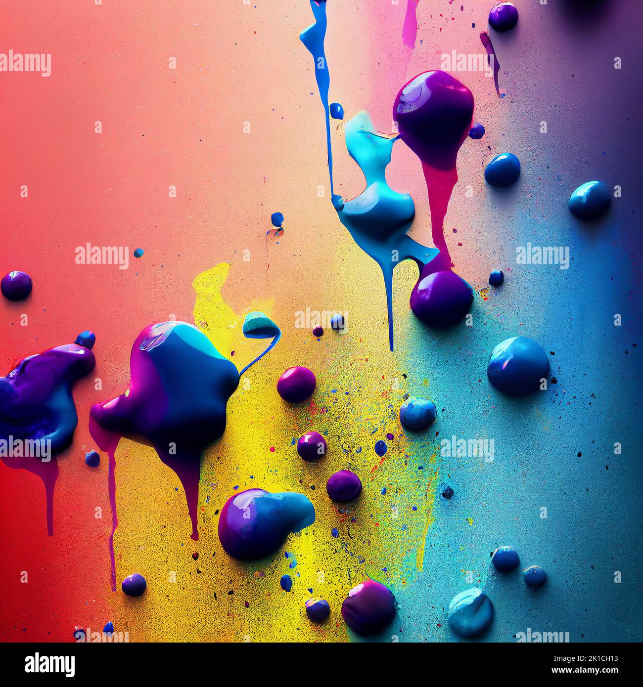 Abstract splatter color background. AI generated computer graphics. 3D rendering. Stock Photo