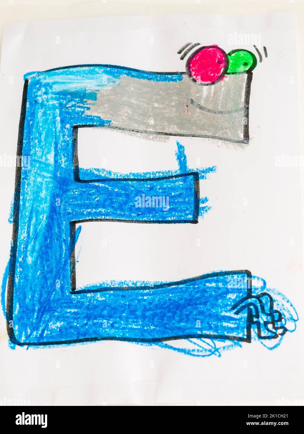 E letter, colored children's design letter, Majorca, Balearic Islands, Spain Stock Photo