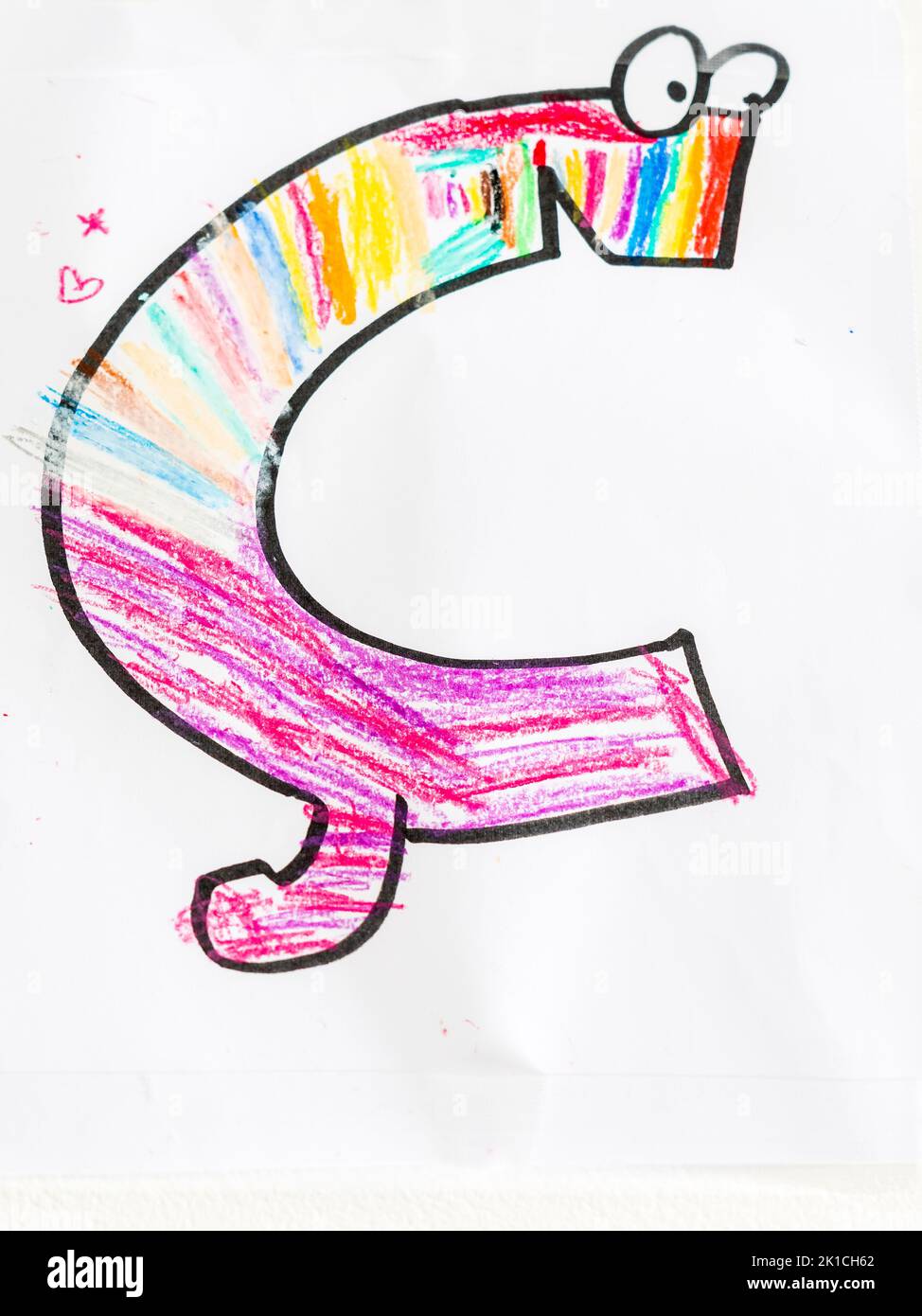 Catalan broken C, Ç letter, colored children's design letter, Majorca, Balearic Islands, Spain Stock Photo