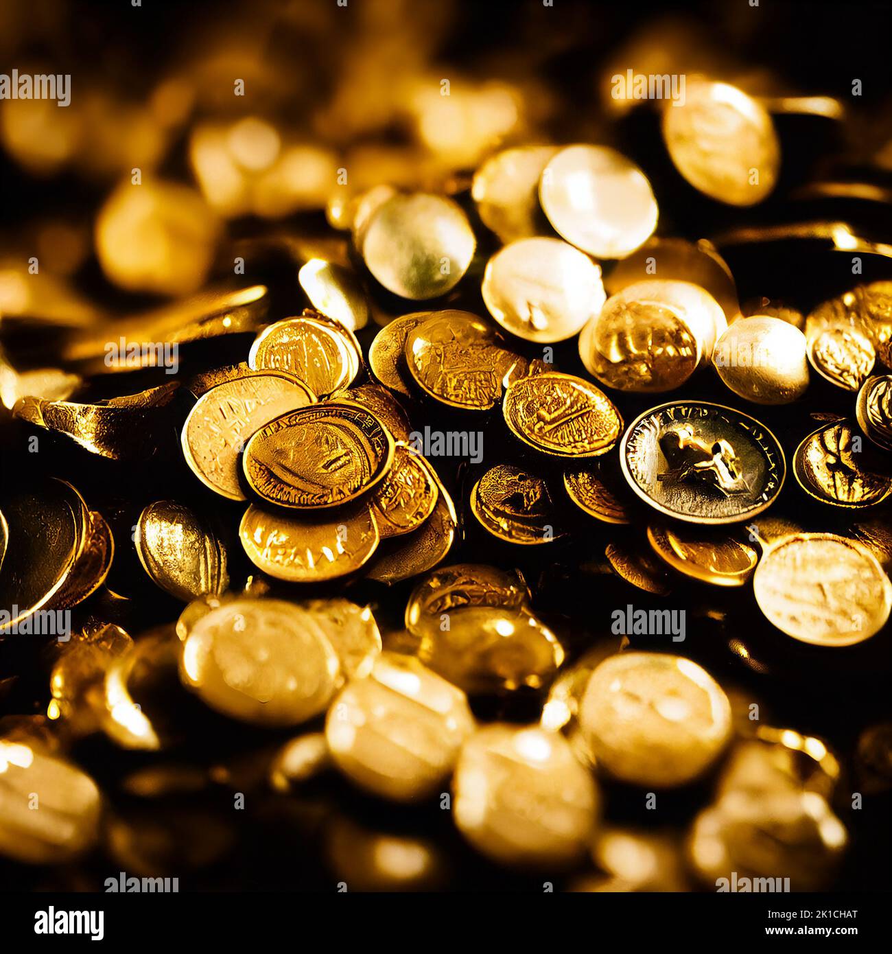 Background of gold coins. AI generated art illustration. 3d rendering Stock Photo
