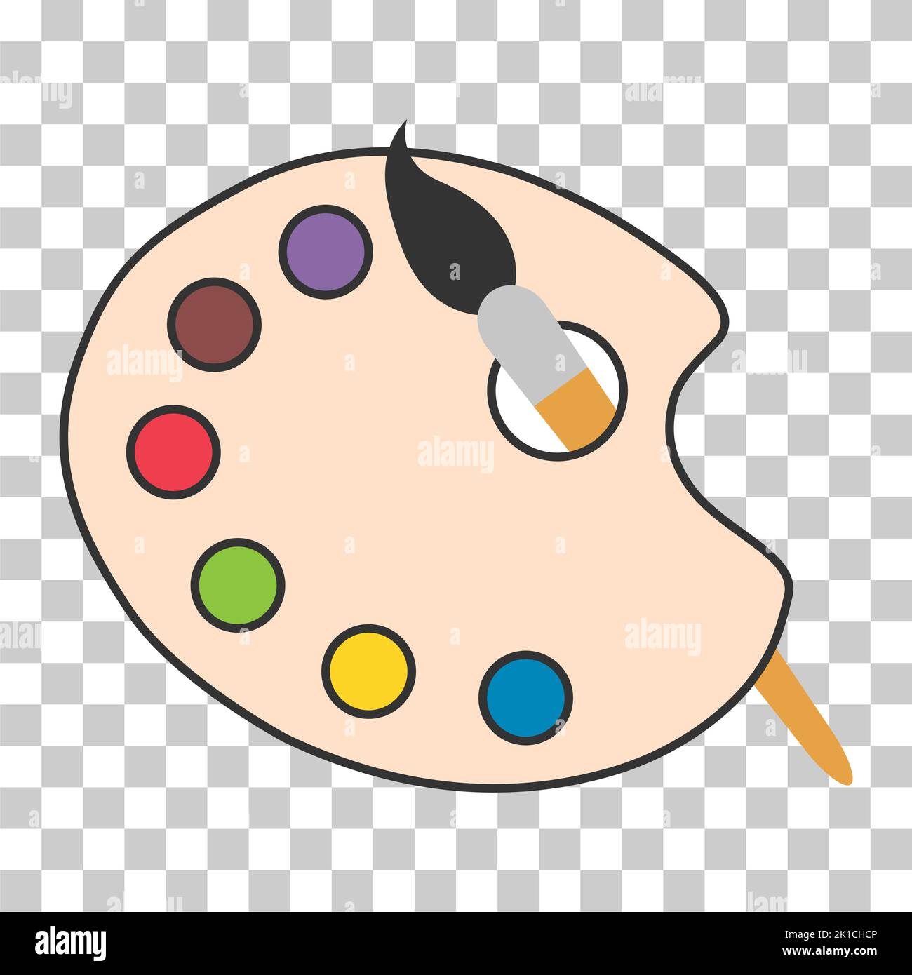 Flat art tool palette with paints color, artist web design graphic