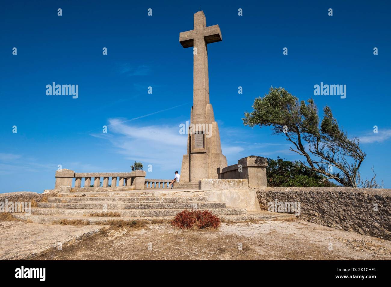 picot cross, Sanctuary of the Mare de Déu de Sant Salvador, XIV century., Felanitx, Majorca, Balearic Islands, Spain Stock Photo