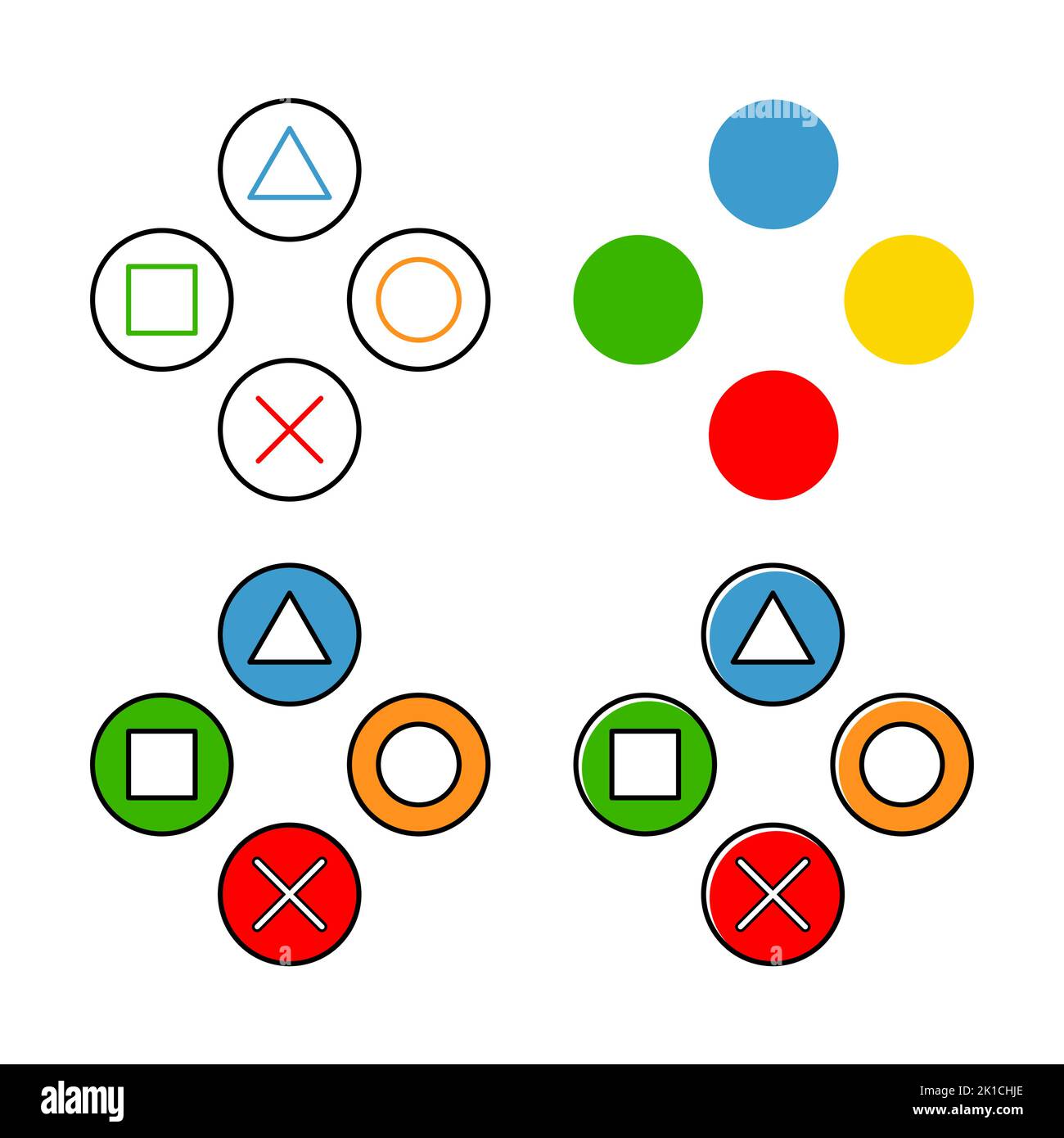 Set of Console gaming gamepad icon, joystick gadget technology button ...