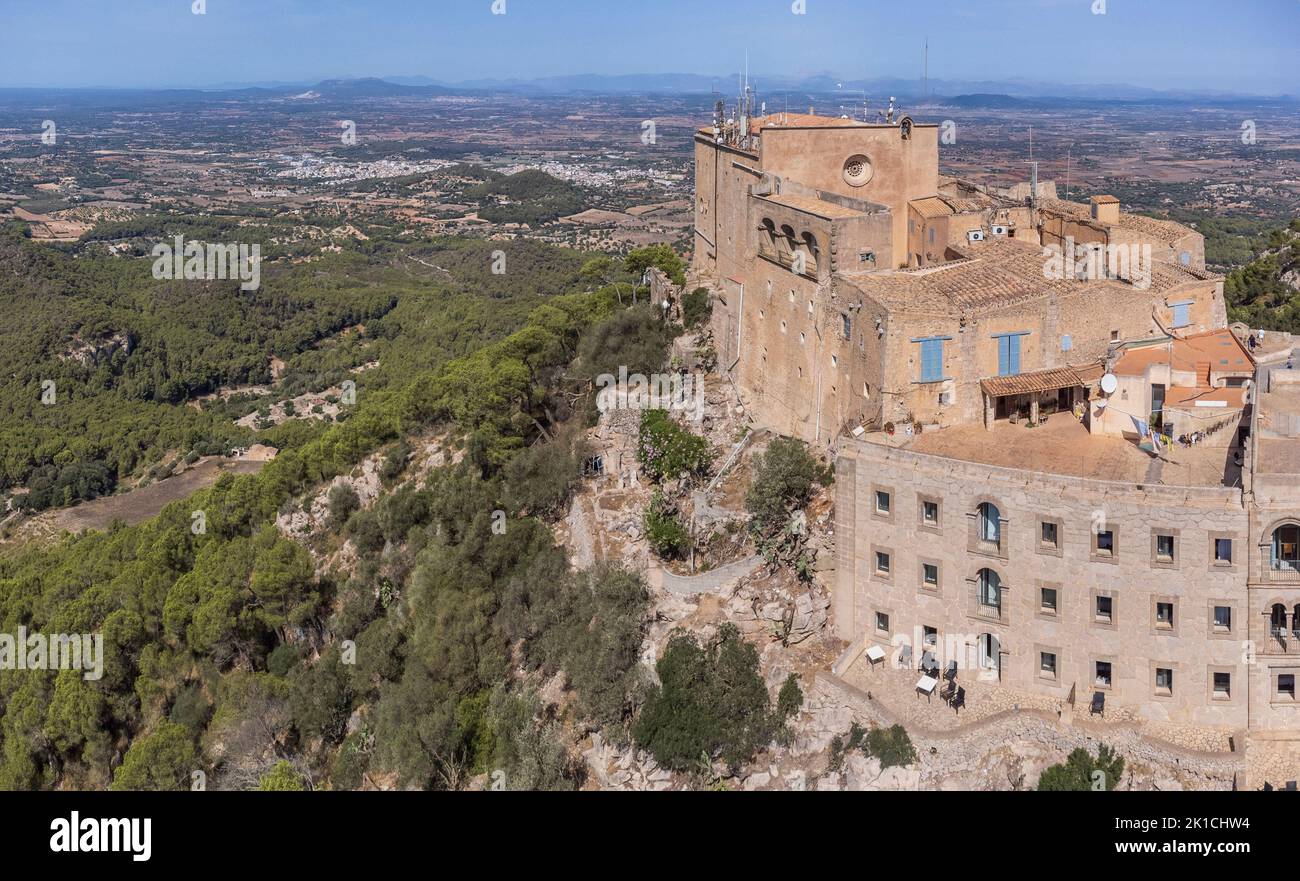 Sanctuary of the Mare de Déu de Sant Salvador, XIV century., Felanitx, Majorca, Balearic Islands, Spain Stock Photo