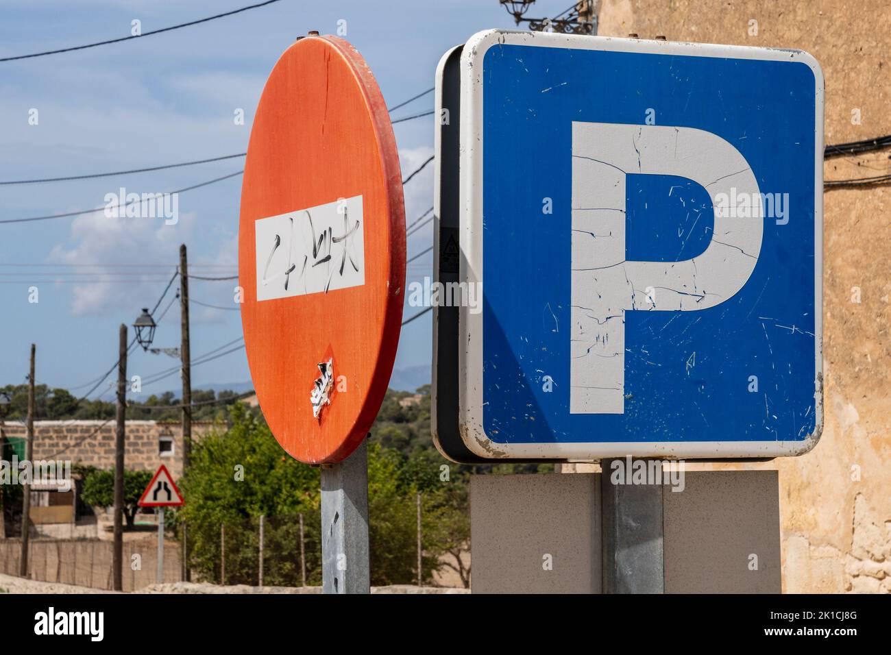 traffic signals, Majorca, Balearic Islands, Spain Stock Photo