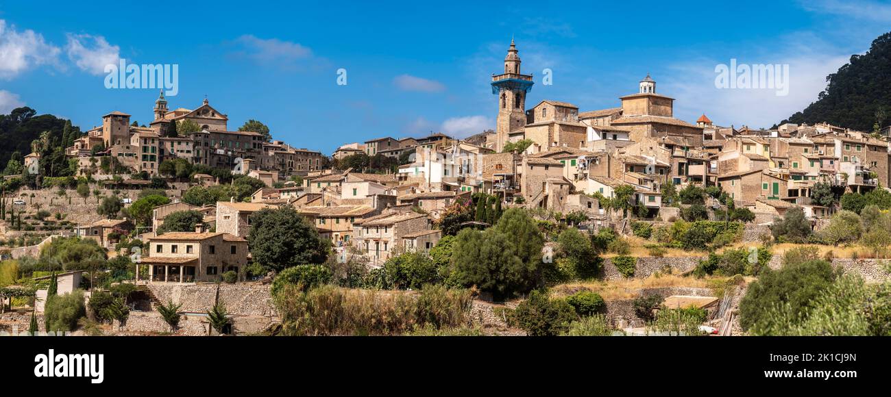 Valldemossa overall view of the town, Majorca, Balearic Islands, Spain Stock Photo
