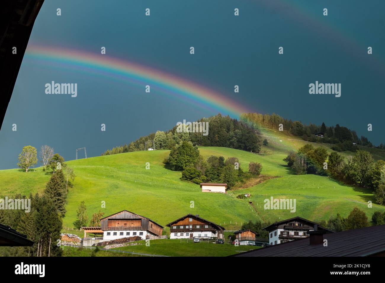 Rainbow in Maria Alm Stock Photo