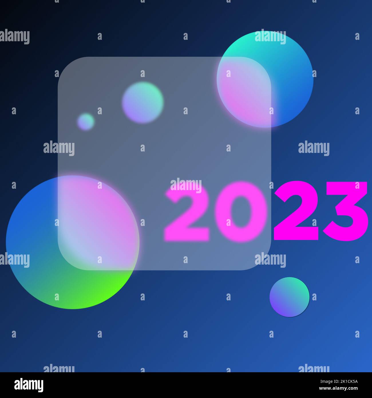 colourful planet space illustration  2023 banner graphic design Stock Photo