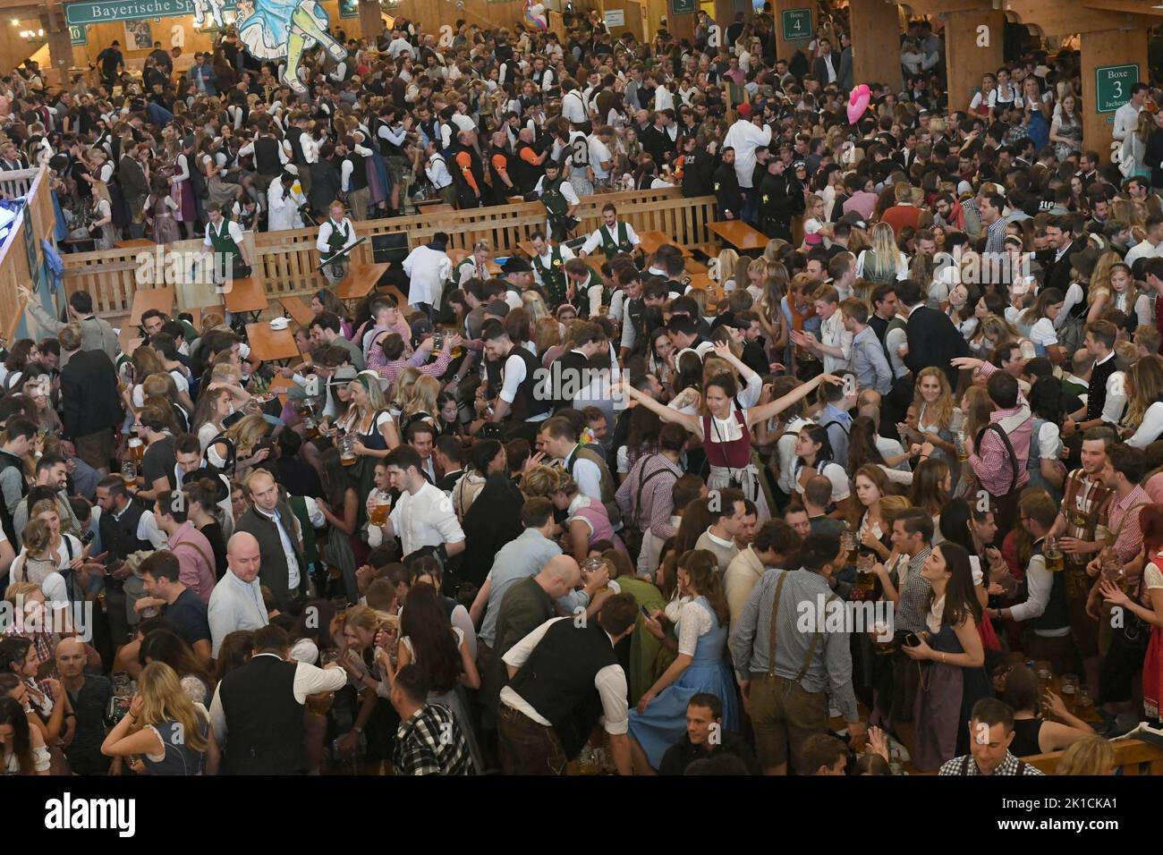 Munich, Germany. 17th Sep, 2022. Guests celebrate in the Schützenzelt