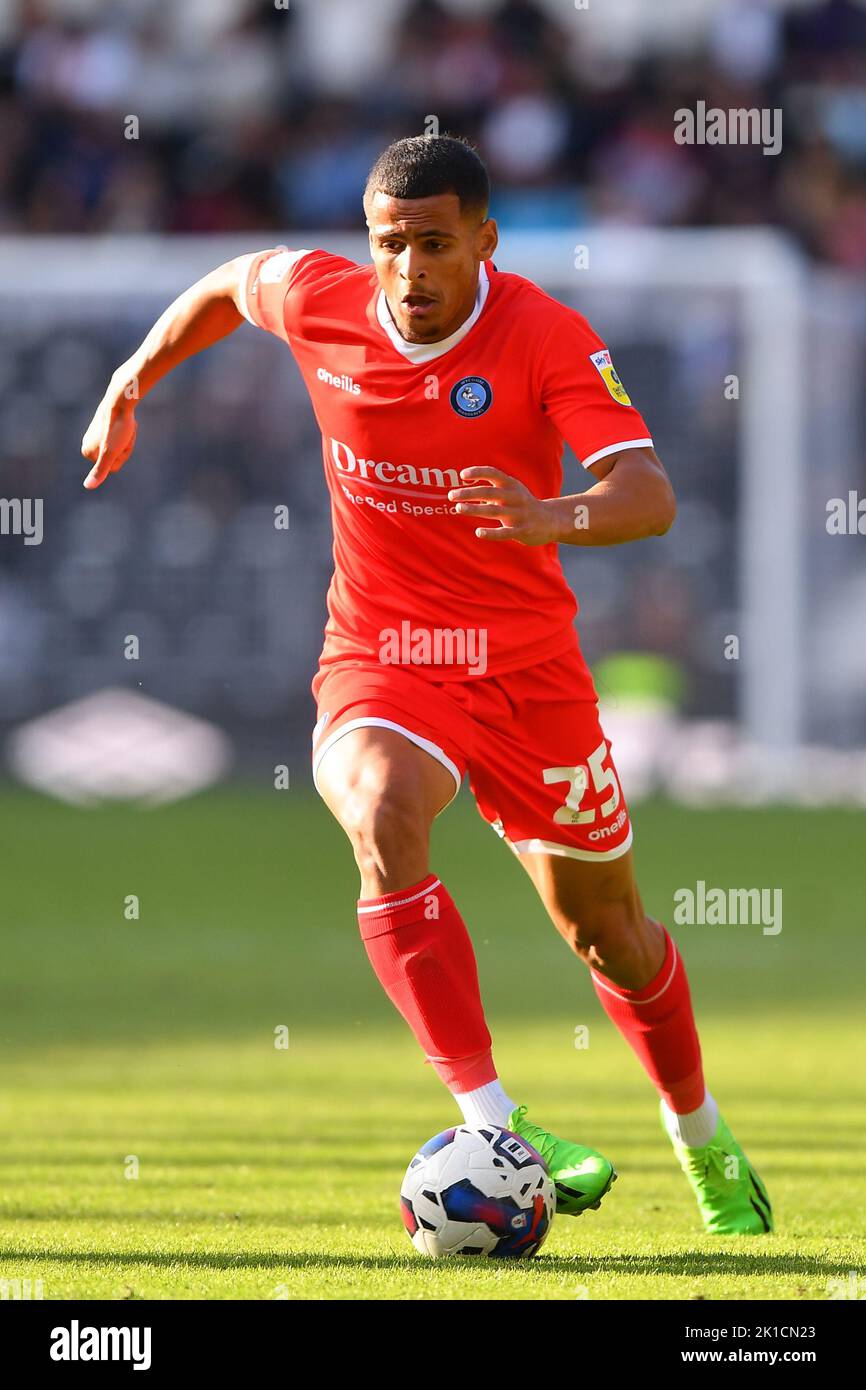Ali Al-Hamadi of Wycombe Wanderers in action during the Sky Bet League 1 match between Derby County and Wycombe Wanderers at Pride Park, Derby on Saturday 17th September 2022. Stock Photo