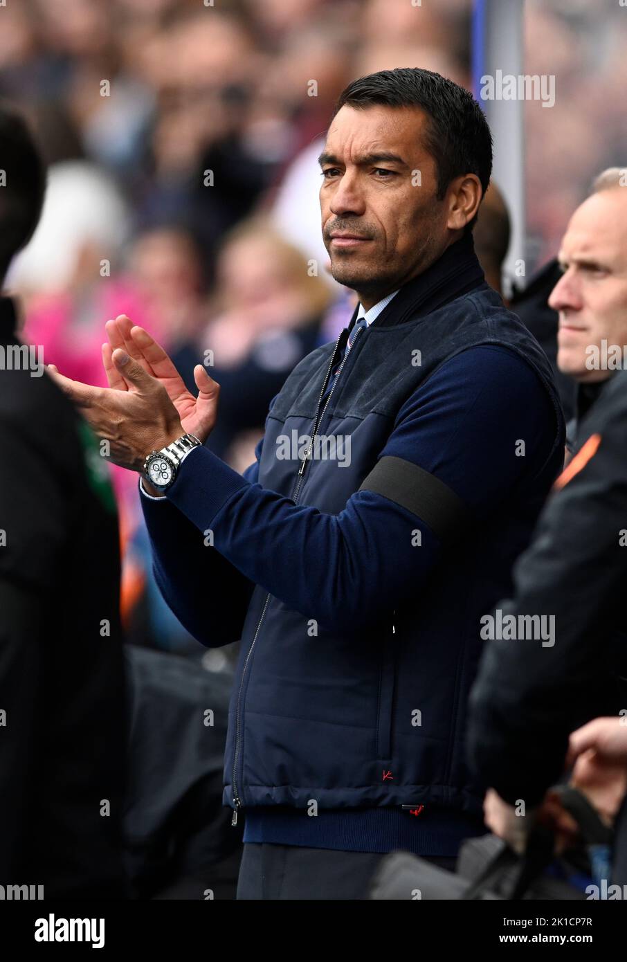 Glasgow, UK. 17th September 2022.   Rangers Manager Giovanni van Bronckhorst before the cinch Premiership match at Ibrox Stadium, Glasgow. Picture credit should read: Neil Hanna / Sportimage Stock Photo
