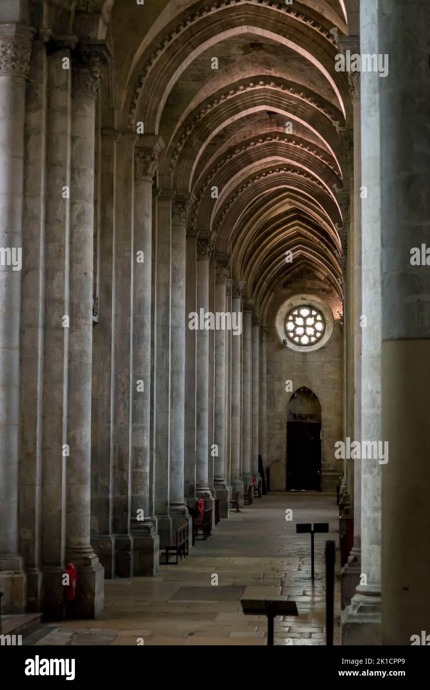 Side nave in the Vienne Cathedral, a medieval Roman Catholic church dedicated to Saint Maurice, Vienne, France Stock Photo