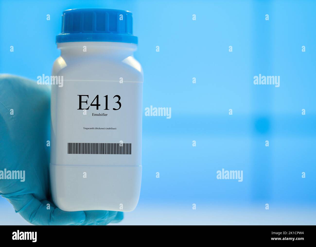 Packaging with nutritional supplements E413 emulsifier Stock Photo
