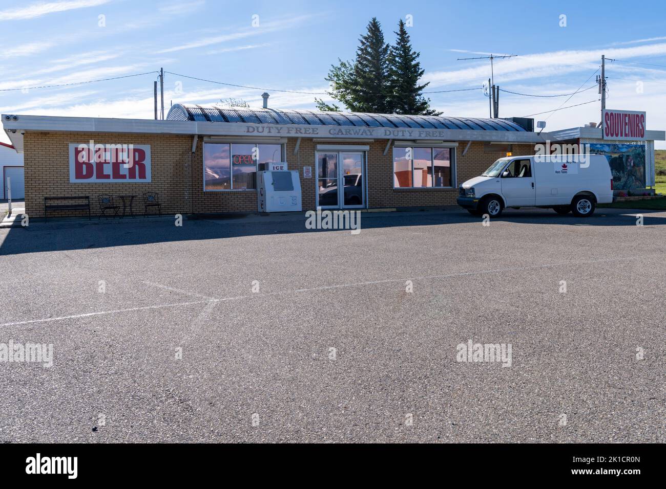 Alberta, Canada July 5, 2022 Duty free Carway shop selling beer