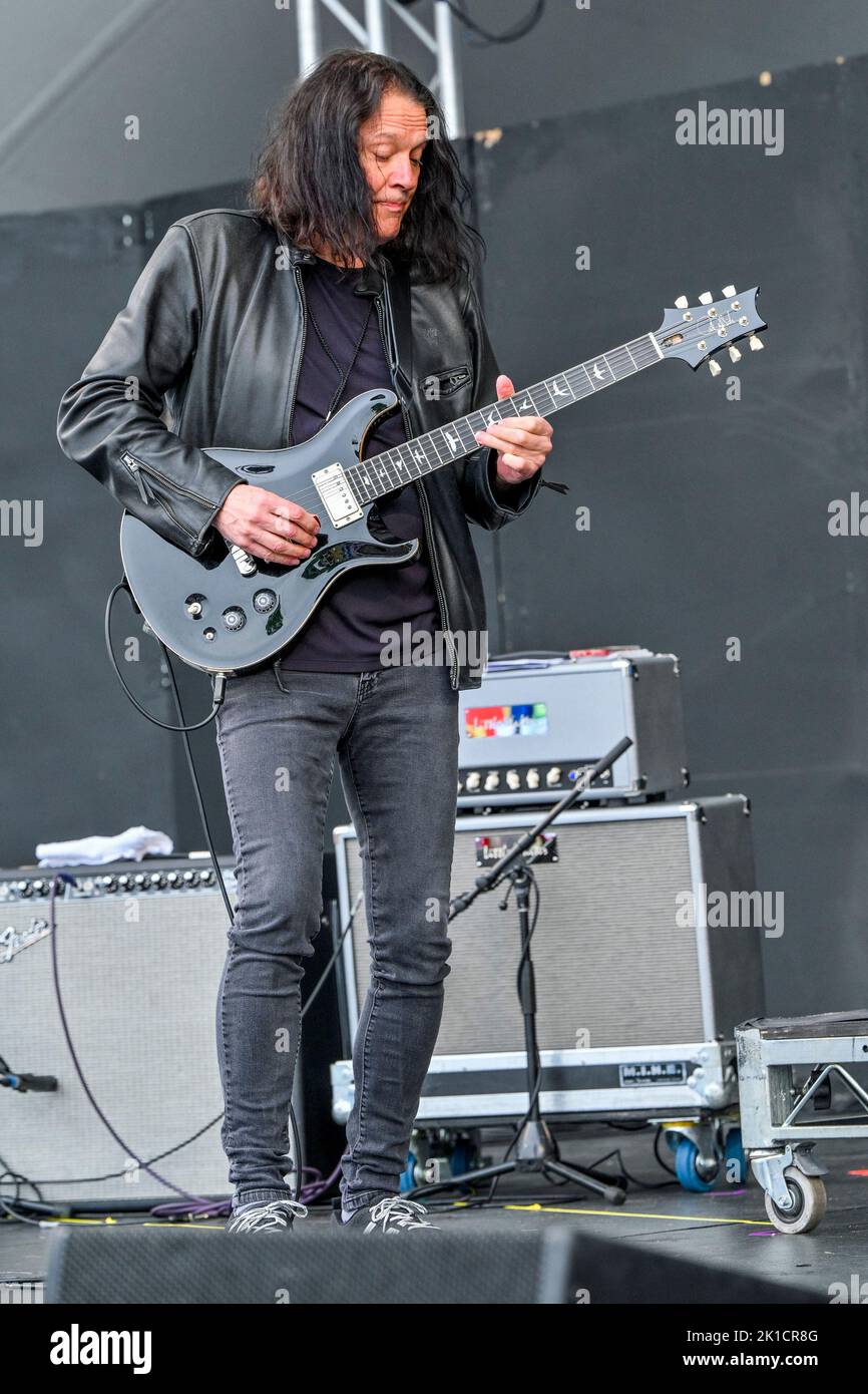 Robben Ford, electric guitar, Vancouver Folk Music Festival, Vancouver, British Columbia, Canada Stock Photo