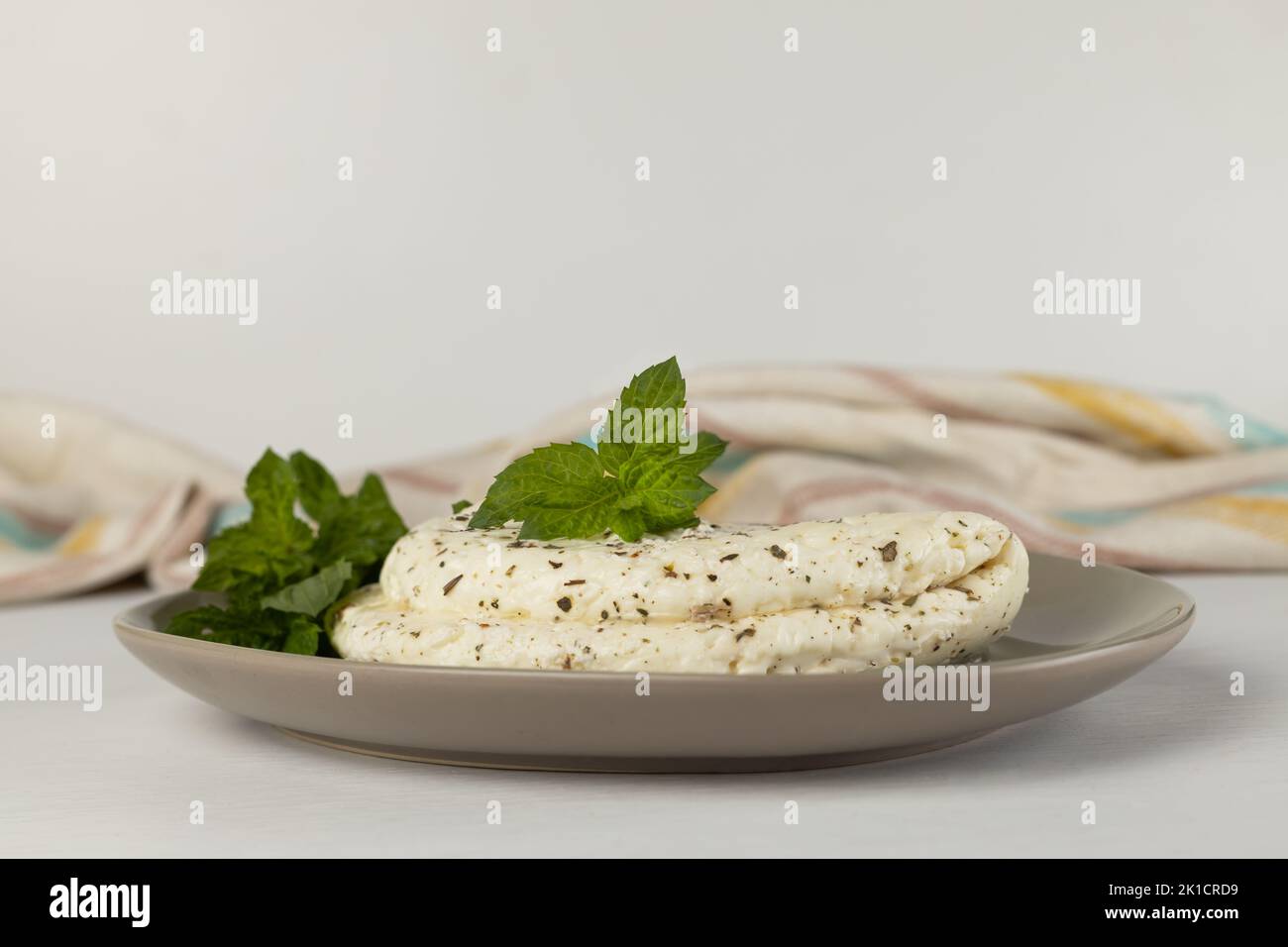 Homemade halloumi from goat milk with the addition of mesophilic