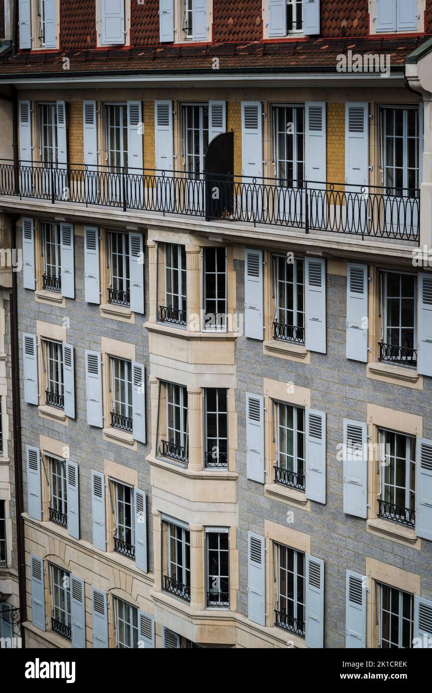 19th century facade of an apartment block, in the Old Town, Geneva