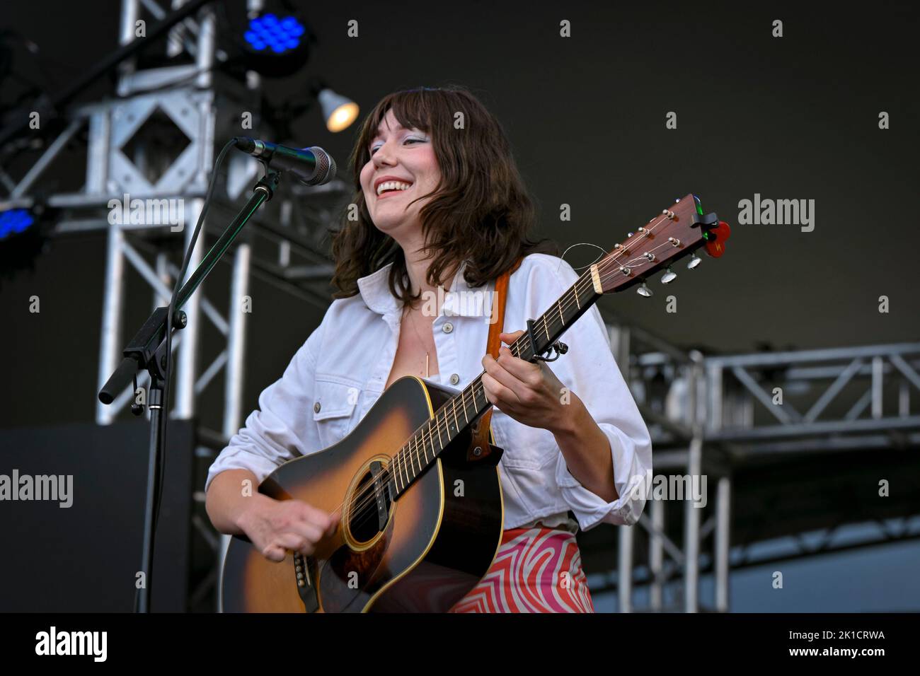 Guitarist, Molly Tuttle, Vancouver Folk Music Festival, Vancouver, British Columbia, Canada Stock Photo
