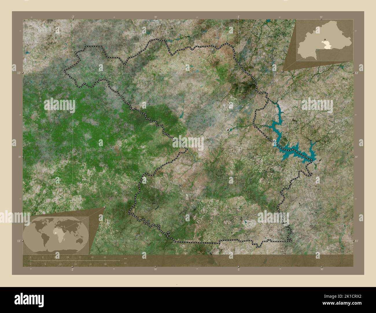 Centre-Sud, region of Burkina Faso. High resolution satellite map