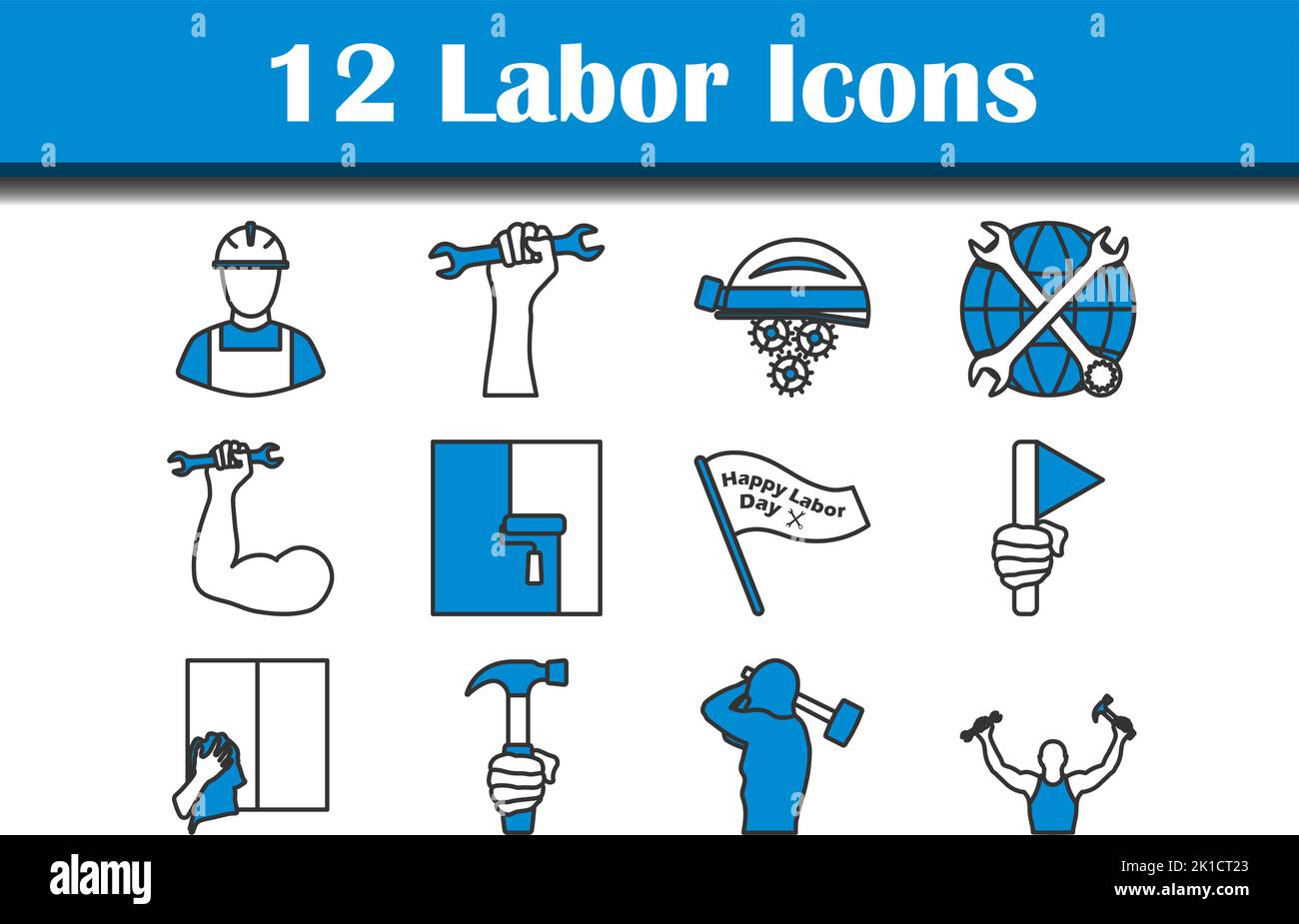 Labor Icon Set. Flat Design. Fully editable vector illustration. Text ...