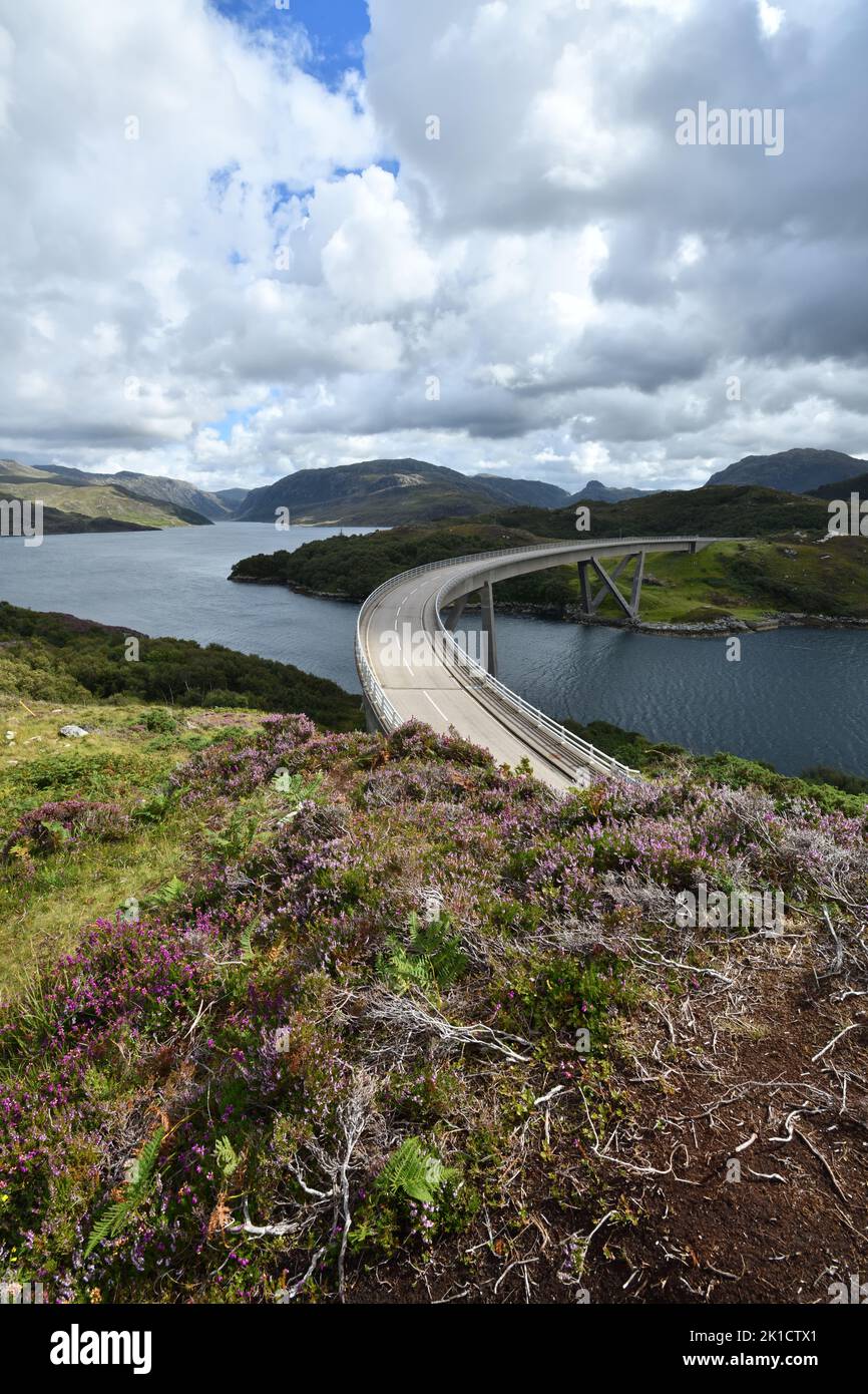 The Kylesku Bridge on the North coast 500 scenic  route through Sutherland, Highland, Scotland, UK Stock Photo