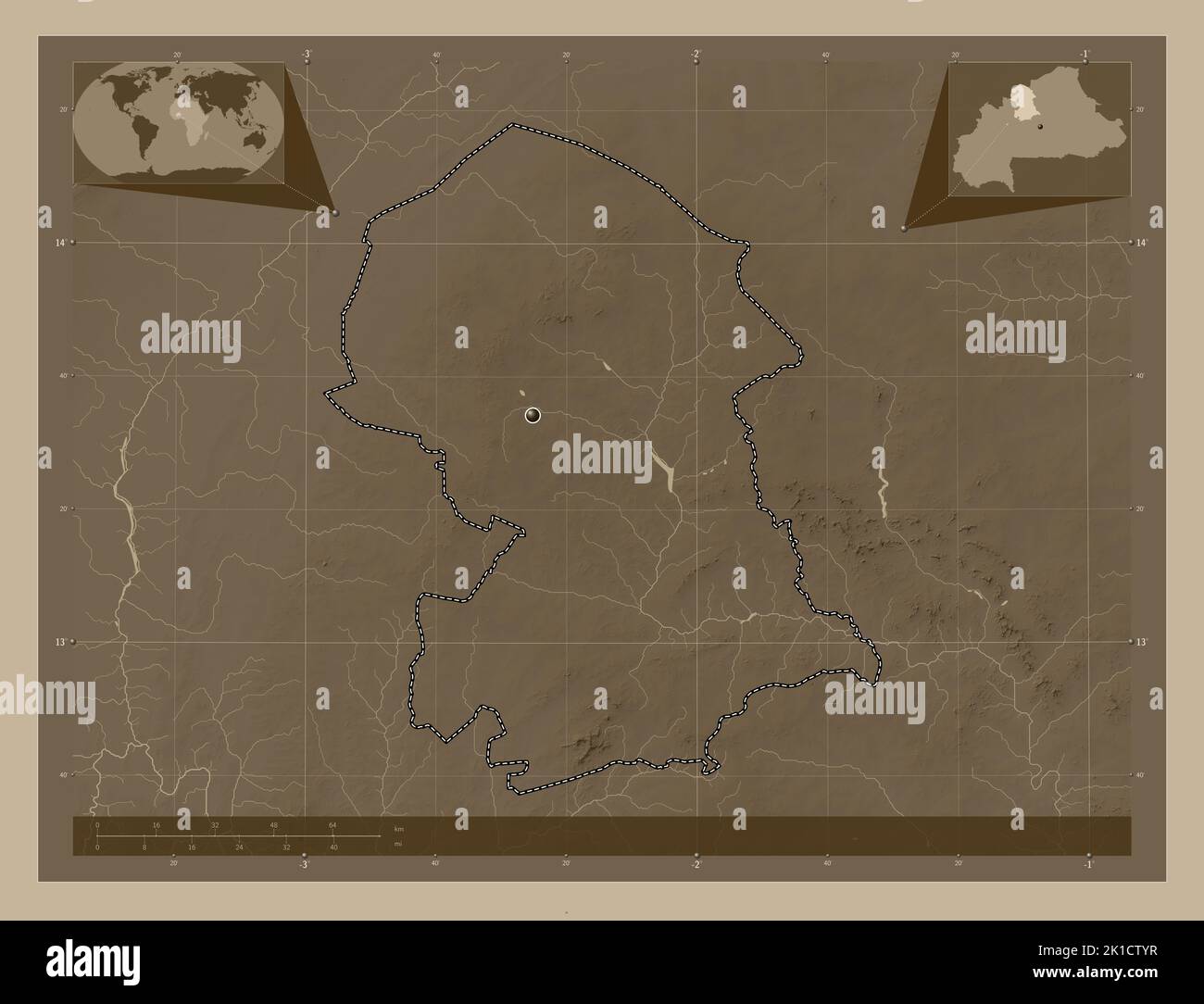 Nord, Region Of Burkina Faso. Elevation Map Colored In Sepia Tones With ...