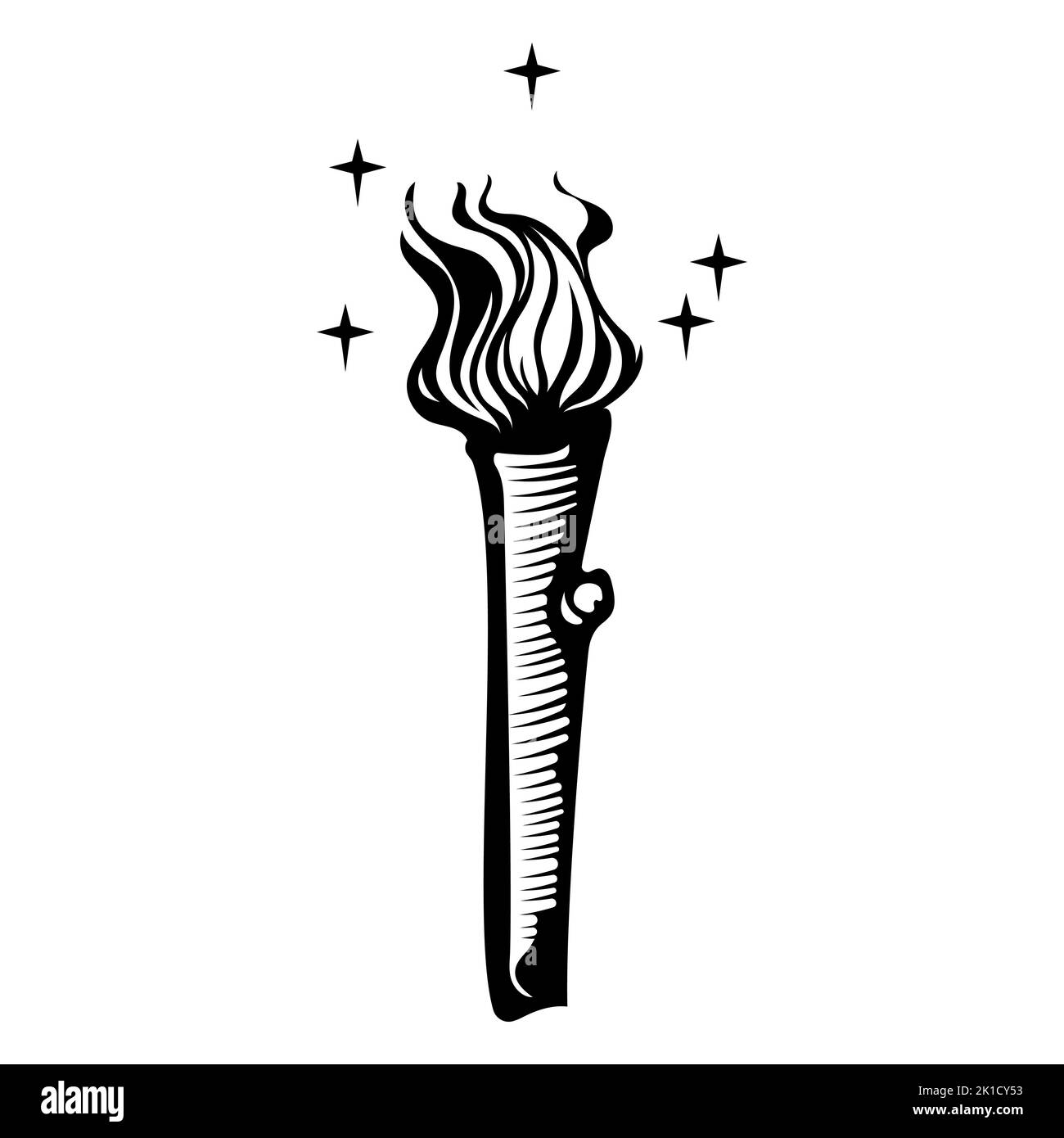 Vintage illustration. Burning torch, vector icon iIllustration Stock